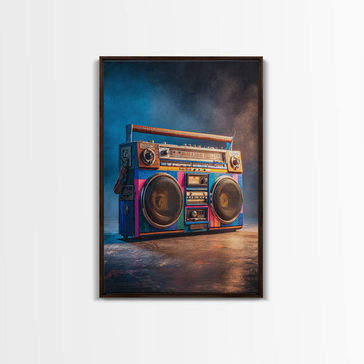 Hip Hop Boombox Framed Canvas Print, Music Studio Art, Wall Art, Studio Decor, Rhythm, Trendy Wall Art, Music Wall Art, MSA-2x3-25