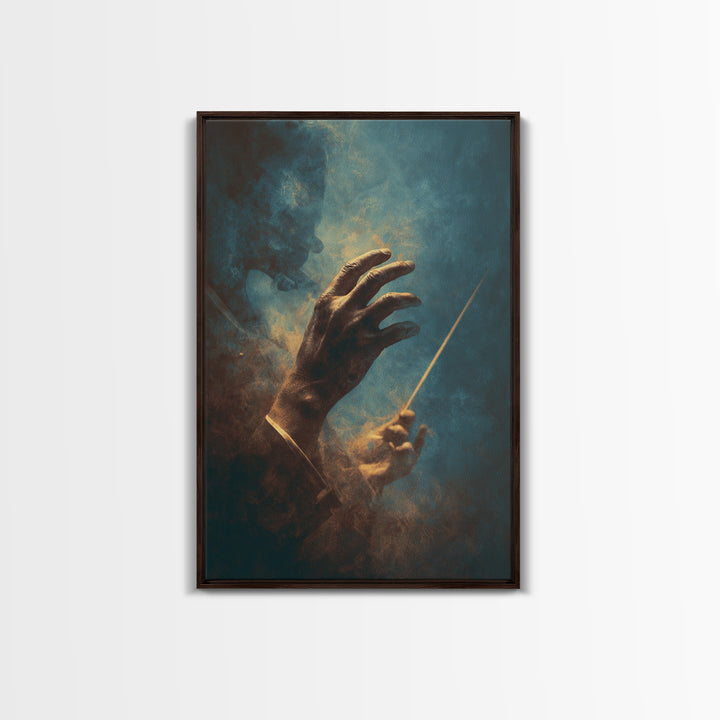 Orchestra Conductor Hands Framed Canvas Print, Music Studio Art, Music Wall Art, Studio Decor, Rhythm, Teen Room Decor, MSA-2x3-28
