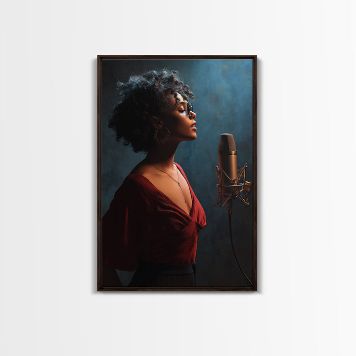 Microphone Portrait with Golden Spotlight Canvas Print, Music Studio Art, Minimalist Decor, Studio Decor, Oil Painting, Rhythm, MSA-2x3-39