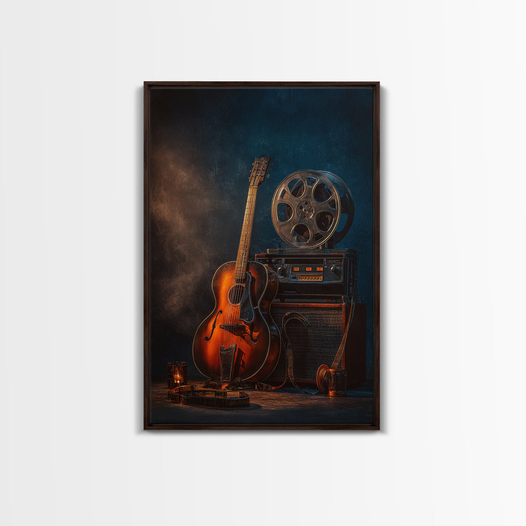 Recording Tape Reel Framed Canvas Print, Music Studio Art, Textured Painting, Studio Decor, Fine Art, Rhythm, Custom Painting, MSA-2x3-46