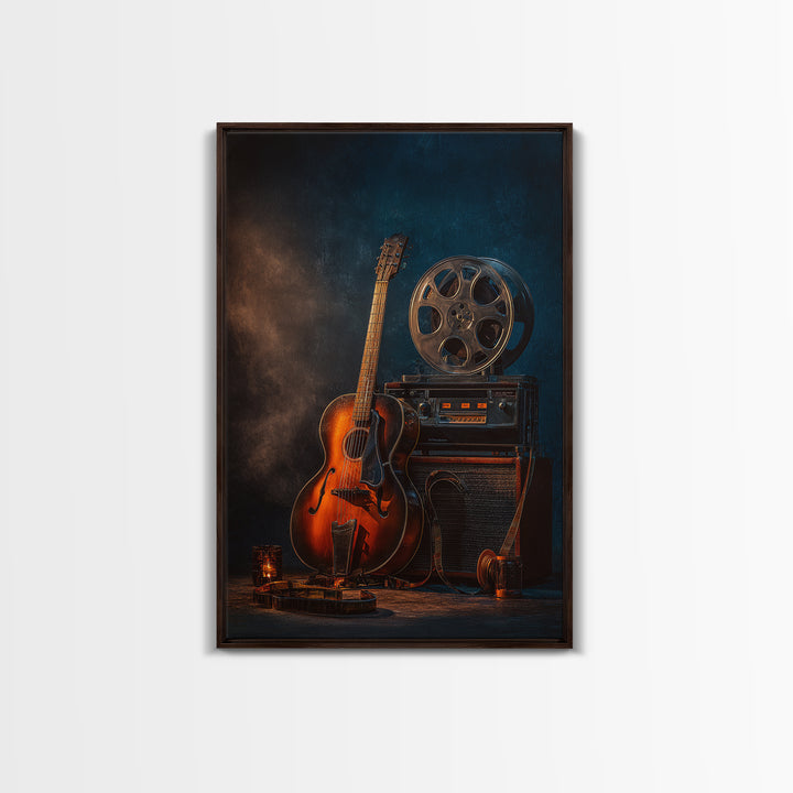 Recording Tape Reel Framed Canvas Print, Music Studio Art, Textured Painting, Studio Decor, Fine Art, Rhythm, Custom Painting, MSA-2x3-46