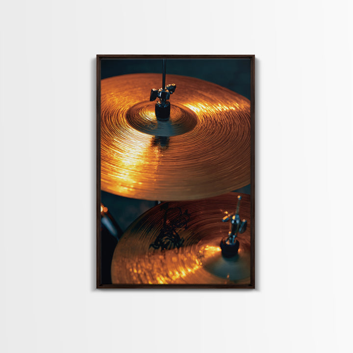 Gold Cymbal Closeup Framed Canvas Print, Music Studio Art, Music Art, Studio Decor, Oil Painting, Rhythm, Modern Decor, MSA-2x3-8