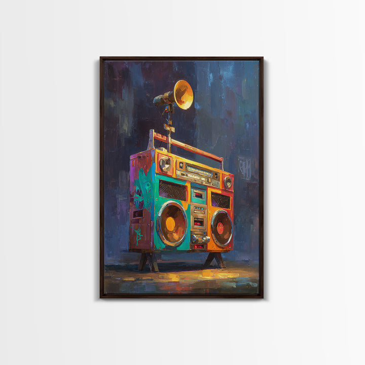 Hip Hop Boombox Framed Canvas Print, Music Studio Art, Music Poster, Studio Decor, Fine Art, Rhythm, Personalized Art, MSA-2x3-97