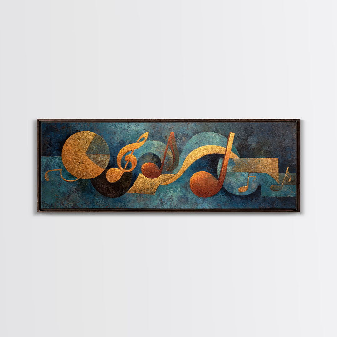 Musical Notes as Abstract Floating Shapes Without Canvas Print, Music Studio Art, Music Lover Gift, Studio Decor, Rhythm, MSA-3x1-28
