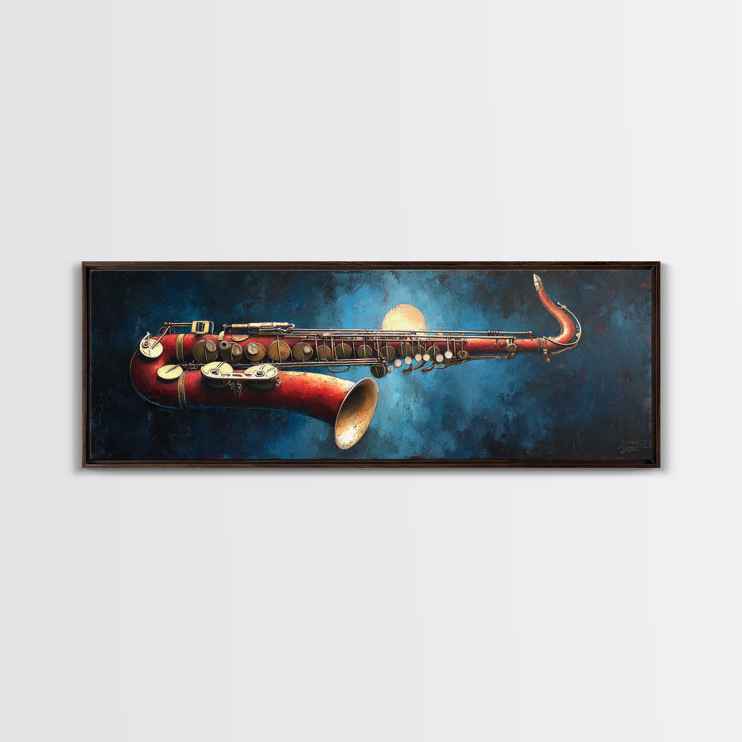 Jazz Saxophone with Smoky Blue Background Canvas Print, Music Studio Art, Wall Art Printable, Studio Decor, Fine Art, Rhythm, MSA-3x1-42