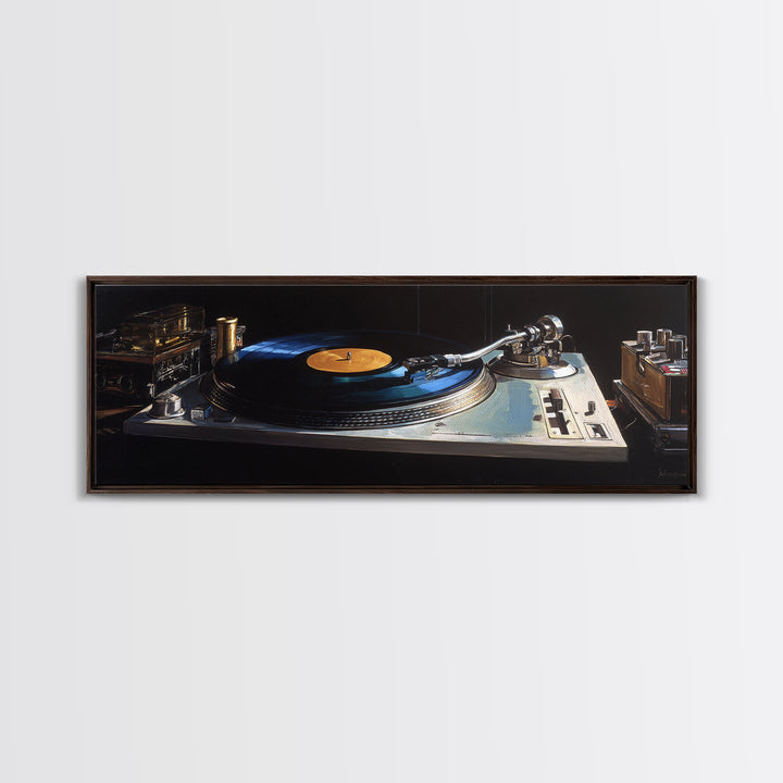 Vinyl Record and Turntable Still Life Canvas Print, Music Studio Art, Wall Decor, Studio Decor, Rhythm, Wall Art Printable, MSA-3x1-43