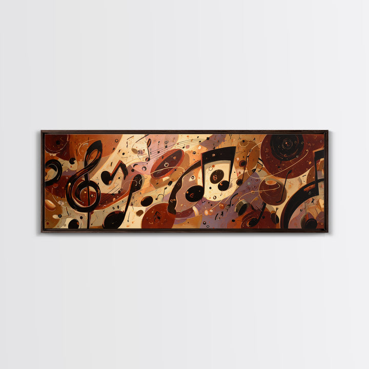 Musical Notes as Abstract Floating Shapes Without Framed Canvas Print, Music Studio Art, Room Decor, Studio Decor, Rhythm, MSA-3x1-52