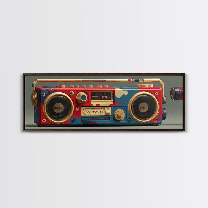 Hip Hop Boombox Framed Canvas Print, Music Studio Art, Man Cave Decor, Studio Decor, Fine Art, Rhythm, Fine Art Print, MSA-3x1-57