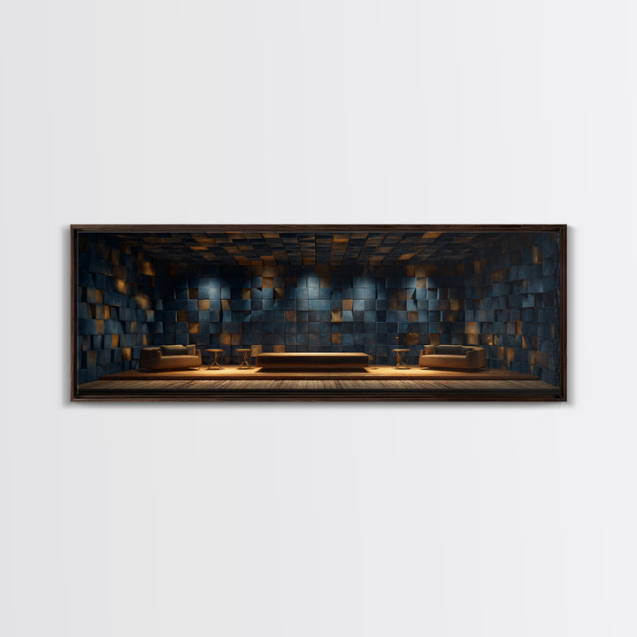 Soundproof Foam Pattern Transformed into Art Framed Canvas Print, Music Studio Art, Wall Art, Studio Decor, Fine Art, Rhythm, MSA-3x1-59