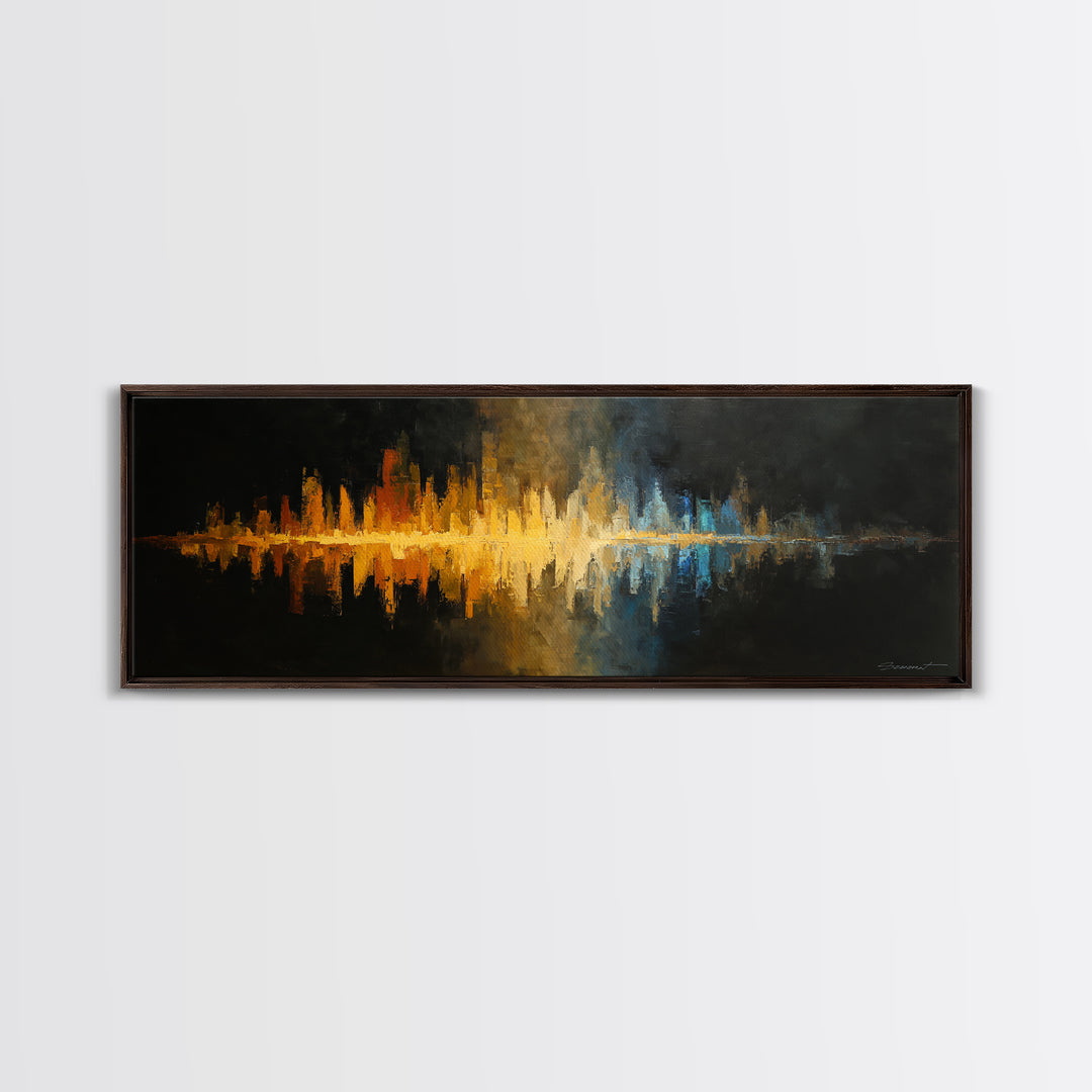 Abstract Sound Wave Framed Canvas Print, Music Studio Art, Contemporary Art, Studio Decor, Abstract Art, Rhythm, Music Poster, MSA-3x1-68