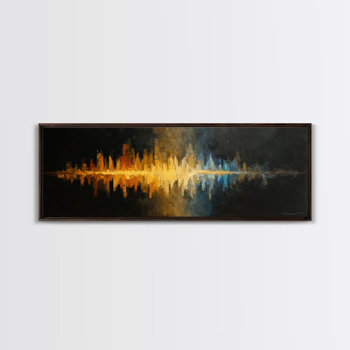 Abstract Sound Wave Framed Canvas Print, Music Studio Art, Contemporary Art, Studio Decor, Abstract Art, Rhythm, Music Poster, MSA-3x1-68