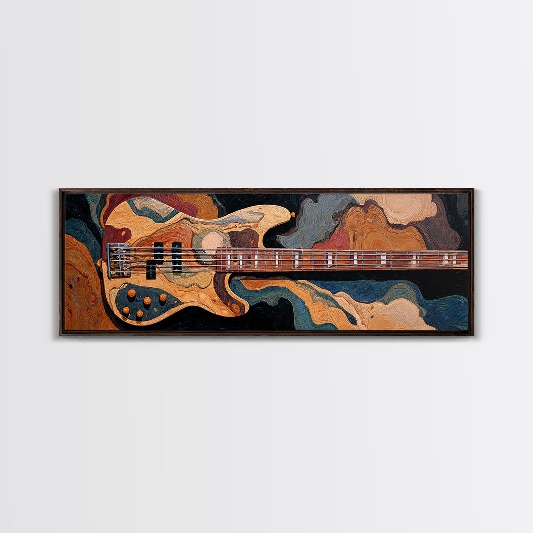 Bass Guitar Closeup Framed Canvas Print, Music Studio Art, Music Art, Studio Decor, Rhythm, Modern Decor, Fine Art Print, MSA-3x1-77