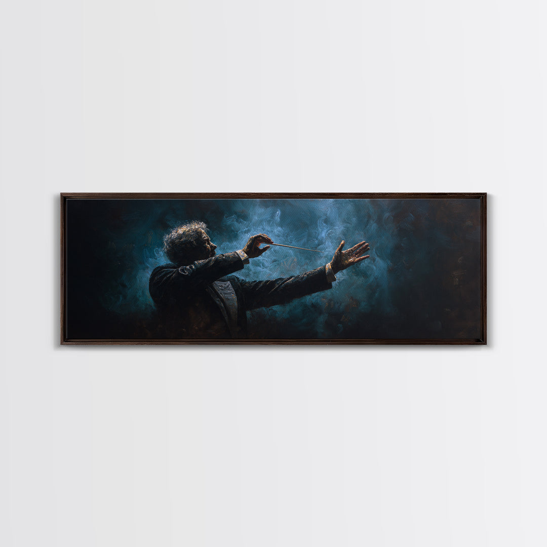 Orchestra Conductor Hands Framed Canvas Print, Music Studio Art, Music, Studio Decor, Fine Art, Rhythm, Digital Download Art, MSA-3x1-84
