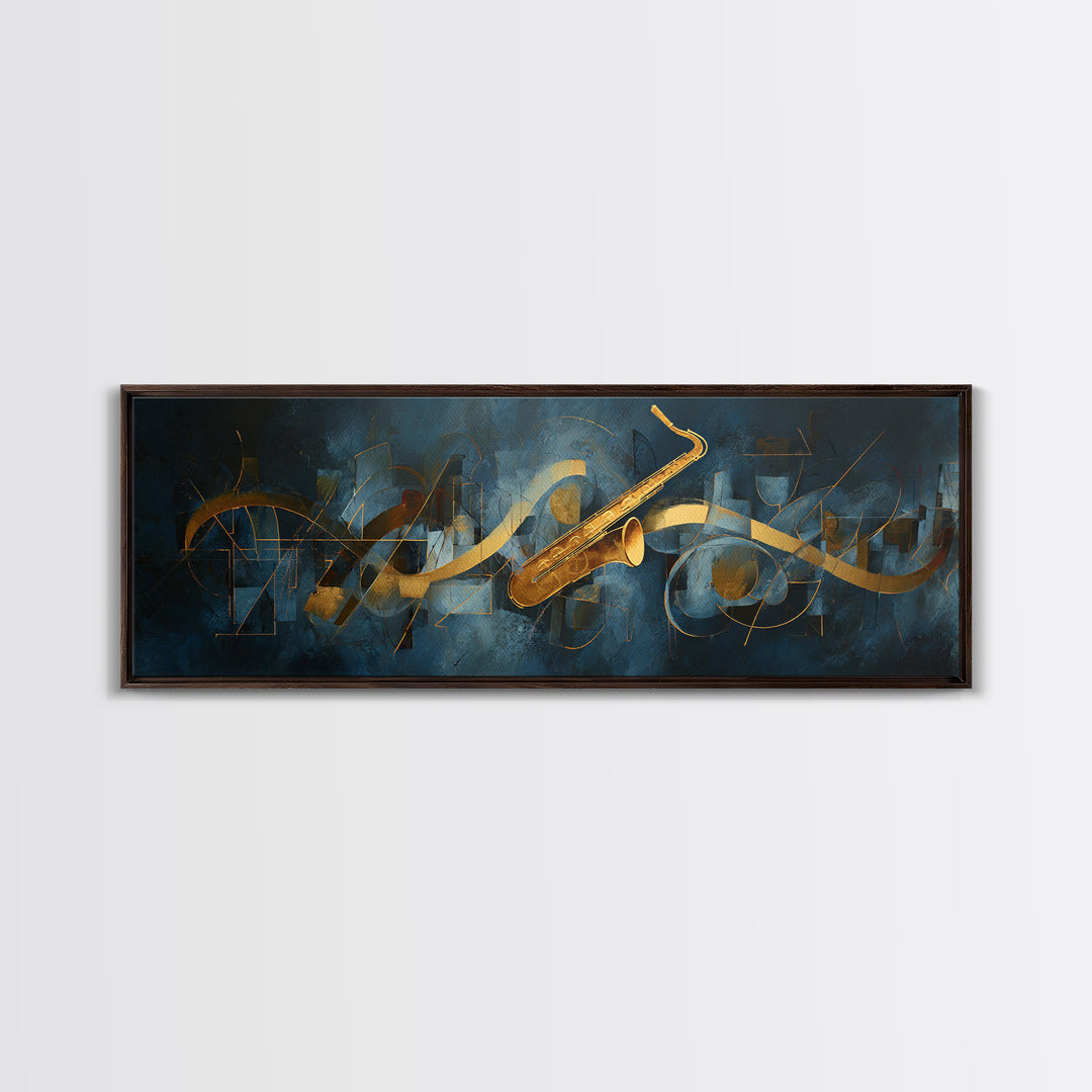 Abstract Rhythm Lines Like Painted Music Framed Canvas Print, Music Studio Art, Digital Wall Art, Studio Decor, Abstract Art, MSA-3x1-87