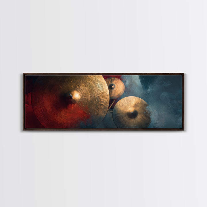 Gold Cymbal Closeup Canvas Print, Music Studio Art, Minimalist Decor, Studio Decor, Oil Painting, Rhythm, Scripture Wall Art, MSA-3x1-88