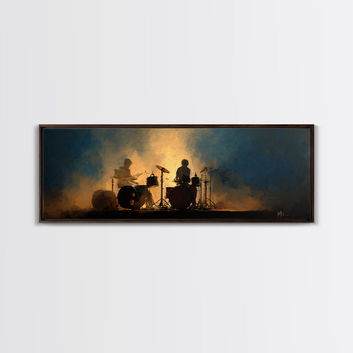 Drum Kit Silhouette Canvas Print, Music Studio Art, Music Posters, Studio Decor, Watercolor Art, Rhythm, Music Lover, MSA-3x1-94