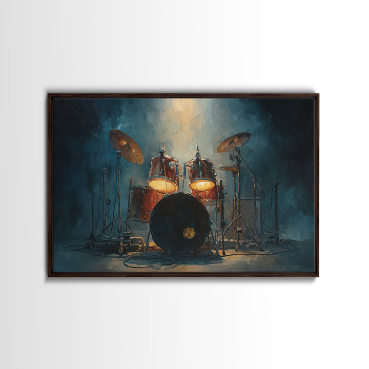 Drum Kit Silhouette Framed Canvas Print, Music Studio Art, Music Poster, Studio Decor, Fine Art, Rhythm, Personalized Art, MSA-3x2-10