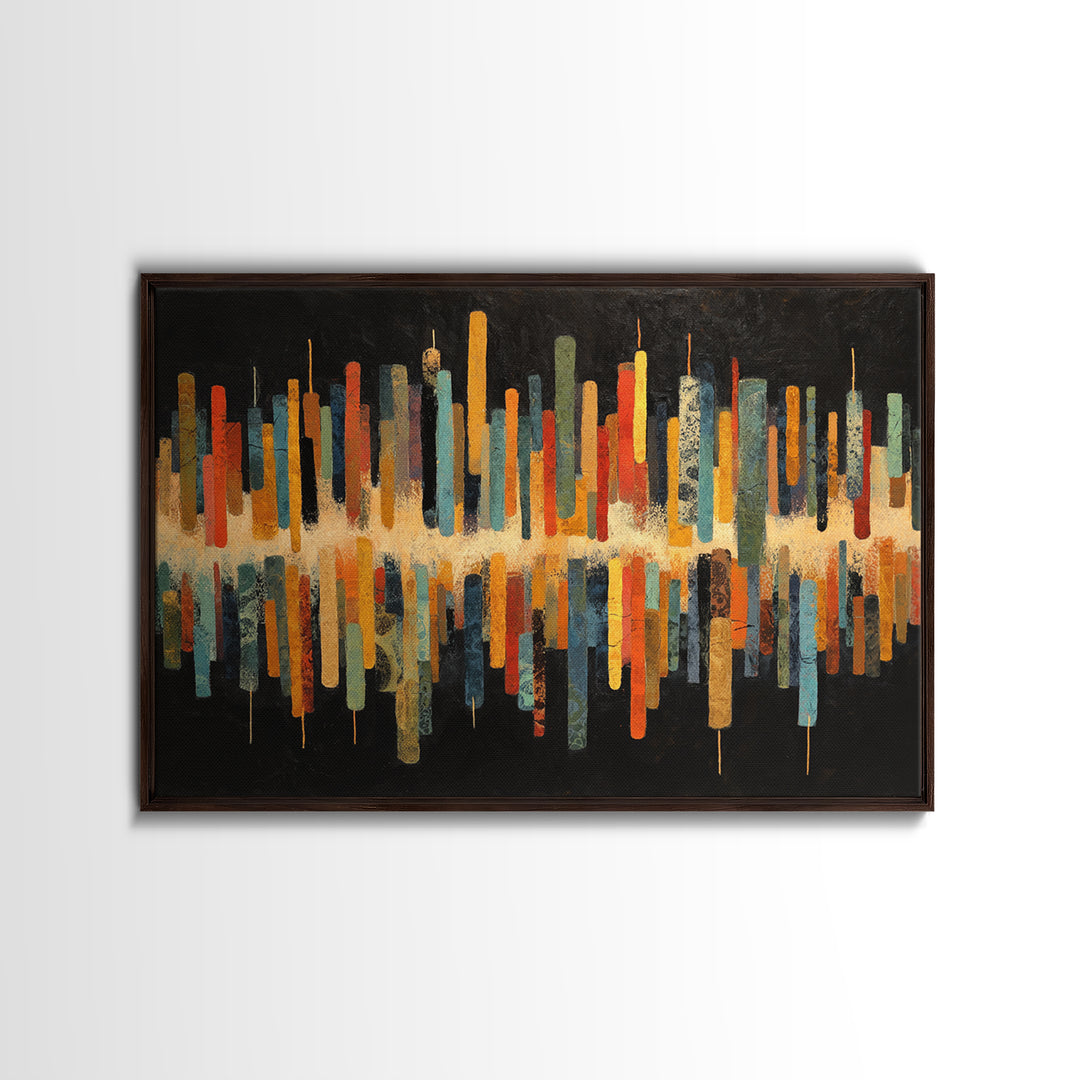 Abstract Rhythm Lines Like Painted Music Framed Canvas Print, Music Studio Art, Commission Painting, Studio Decor, Rhythm, MSA-3x2-27