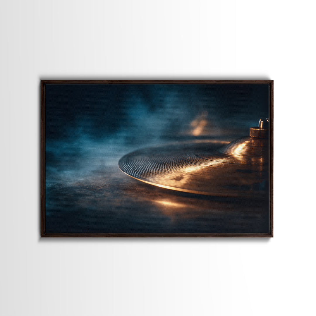 Gold Cymbal Closeup Framed Canvas Print, Music Studio Art, Scripture Wall Art, Studio Decor, Fine Art, Rhythm, Travel Wall Art, MSA-3x2-28