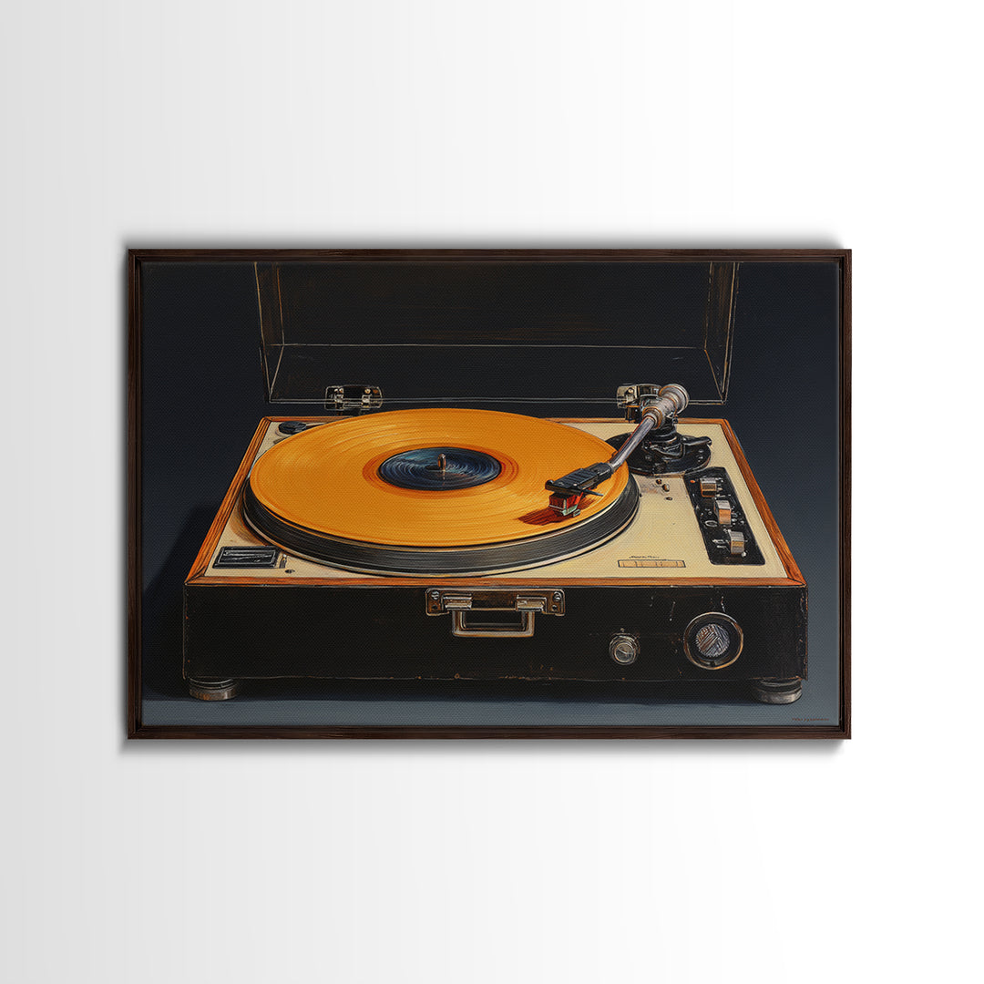 Vinyl Record and Turntable Still Life Framed Canvas Print, Music Studio Art, Personalized Art, Studio Decor, Fine Art, Rhythm, MSA-3x2-31