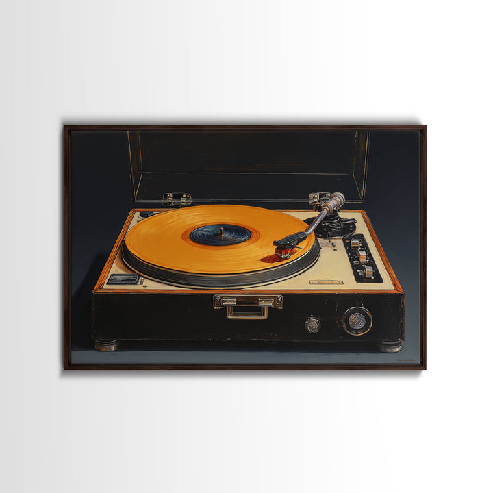 Vinyl Record and Turntable Still Life Framed Canvas Print, Music Studio Art, Personalized Art, Studio Decor, Fine Art, Rhythm, MSA-3x2-31