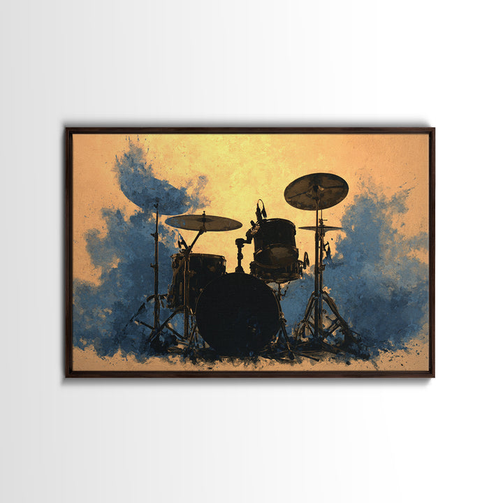 Drum Kit Silhouette Canvas Print, Music Studio Art, Music Posters, Studio Decor, Watercolor Art, Rhythm, Music Lover, MSA-3x2-34