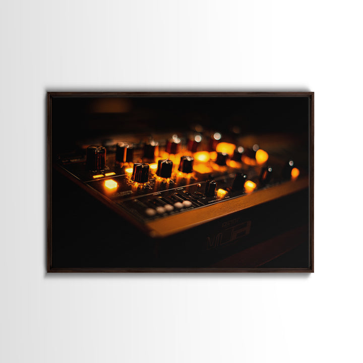 Synthesizer Knobs and Neon Reflections Canvas Print, Music Studio Art, Trendy Wall Art, Studio Decor, Fine Art, Rhythm, MSA-3x2-62