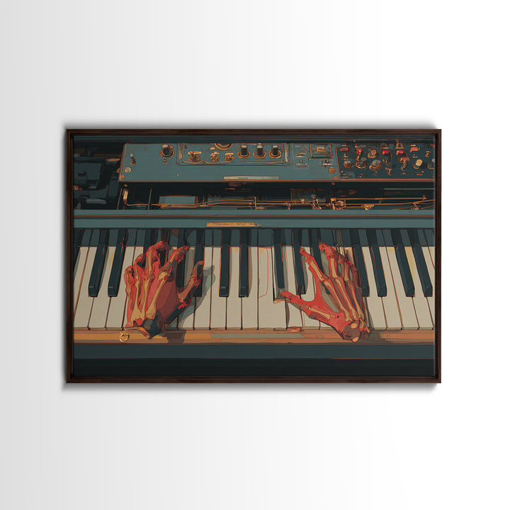 Piano Keys with Hands in Cinematic Shadow Framed Canvas Print, Music Studio Art, Teen Room Decor, Studio Decor, Rhythm, MSA-3x2-81