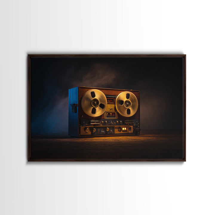 Recording Tape Reel Framed Canvas Print, Music Studio Art, Commission Painting, Studio Decor, Fine Art, Rhythm, Neutral Decor, MSA-3x2-90