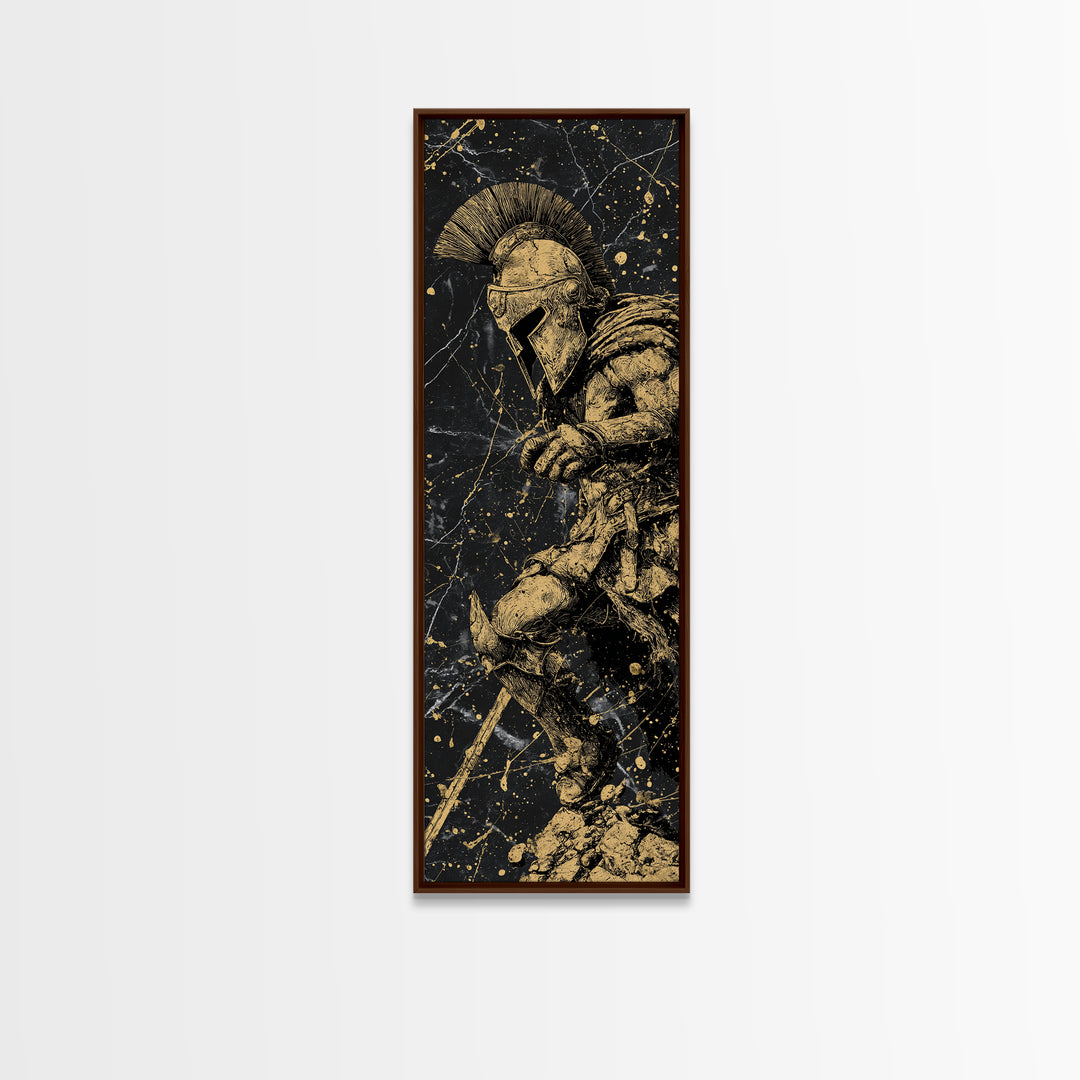 Spartan Warrior Gold Canvas Wall Art, Brushed Gold Canvas Art, Gift For Him, Husband Man Cave Wall Art