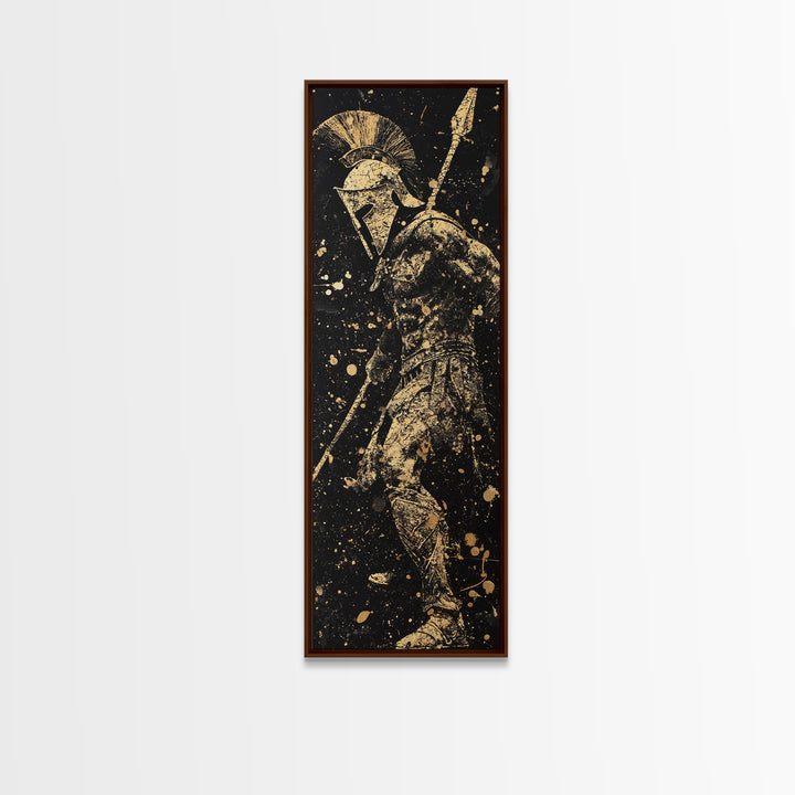 Spartan Warrior Ready For Battle, Gold Canvas Wall Art, Canvas Print, Wood Framed Canvas Art, Roman Inspired Decor
