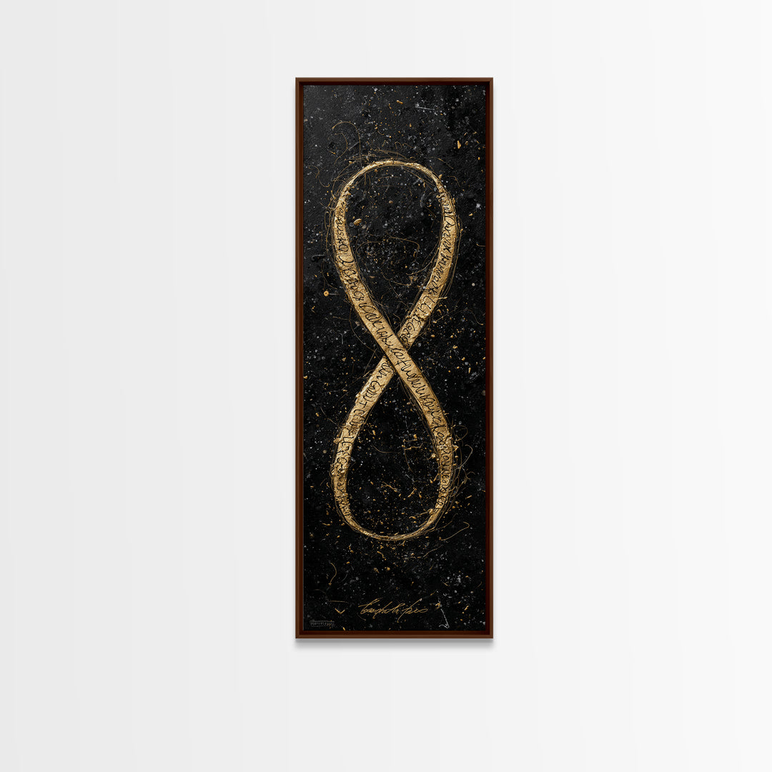 Golden Infinity Symbol - Gold Canvas Wall Art - Wood Framed Art, Man Cave Decor, Infinite Symbol Painting, Gold Painting Art