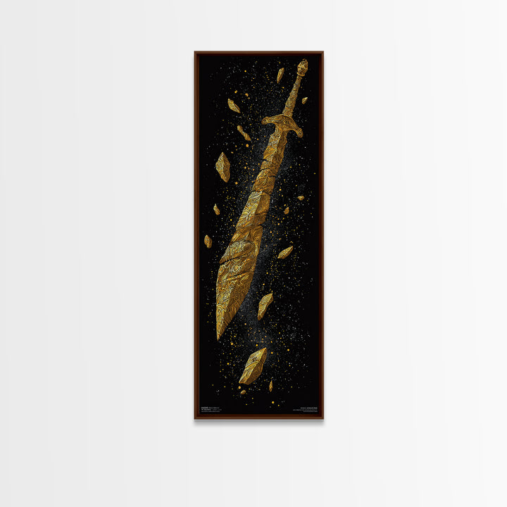 Broken Golden Sword, Spartan Wall Art, Roman Sword Art, Gold Canvas Wall Art, Golden Canvas Man Cave Decor, Office Decor For Him