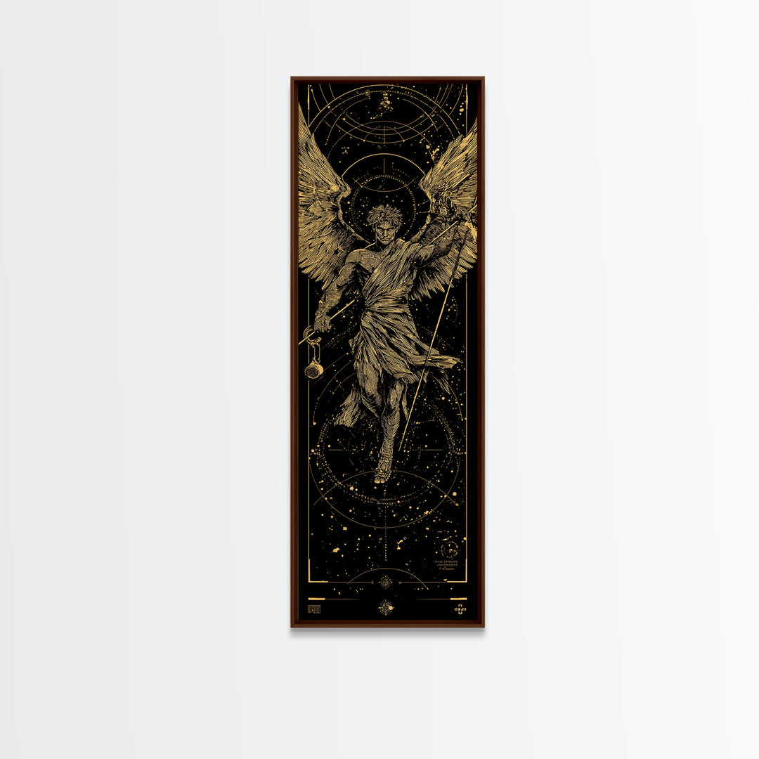 Gold Canvas Print, Astraeus Titan Of Stars Wall Art, Mythical Constellation Decor, Real Wood Frame
