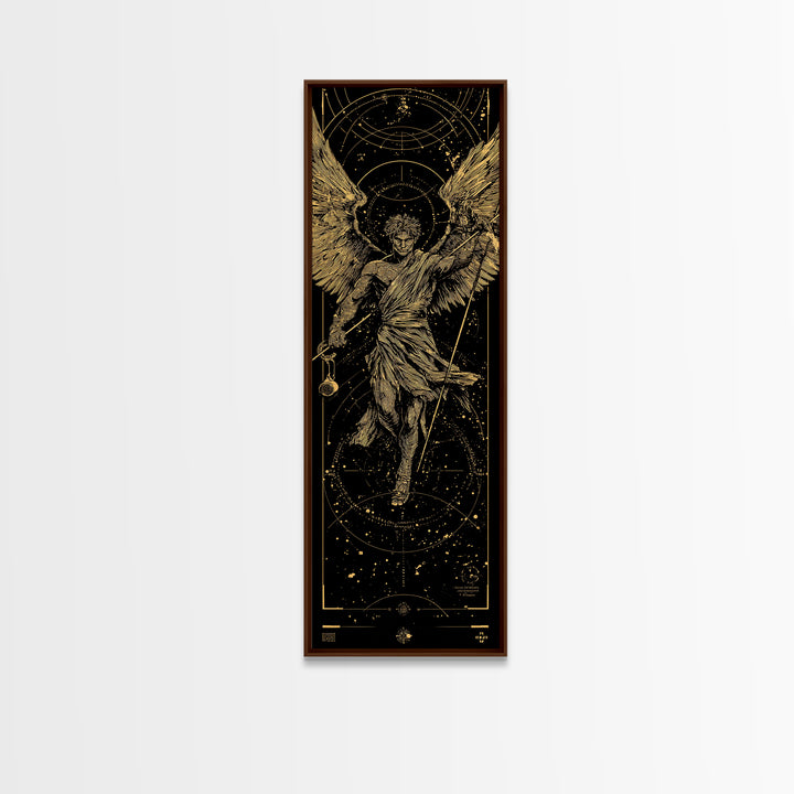 Gold Canvas Print, Astraeus Titan Of Stars Wall Art, Mythical Constellation Decor, Real Wood Frame