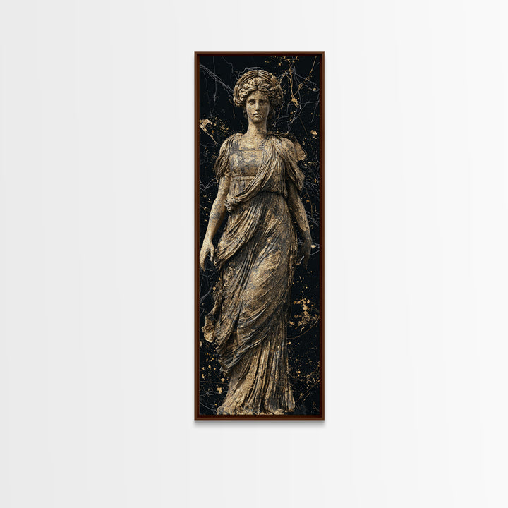 Helen Of Troy Gold Canvas Art, Greek Goddess Wall Print, Classical Mythology Decor, Real Wood Framed Gold Artwork