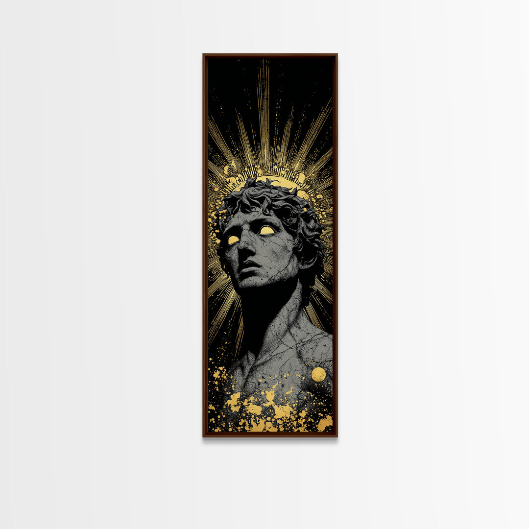 Helios Greek God Gold Canvas Print, Sun God Mythology Art, Radiant Ancient Decor, Real Wood Framed Gold Print