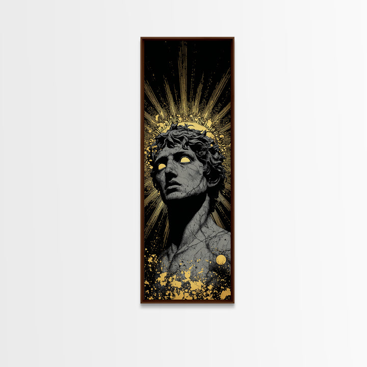 Helios Greek God Gold Canvas Print, Sun God Mythology Art, Radiant Ancient Decor, Real Wood Framed Gold Print