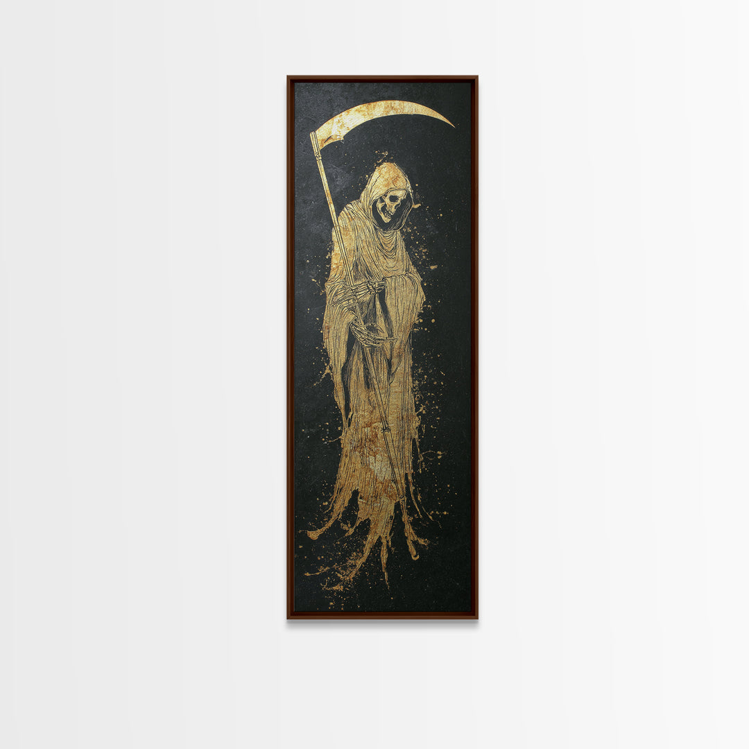 Thanatos Gold Canvas Art, Greek God Of Death Canvas Print, Underworld Wall Decor, Real Wood Framed Mythology Artwork