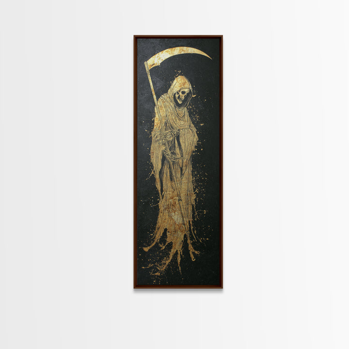 Thanatos Gold Canvas Art, Greek God Of Death Canvas Print, Underworld Wall Decor, Real Wood Framed Mythology Artwork