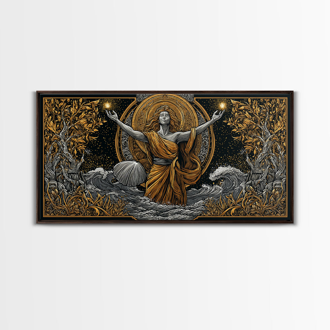 Aphrodite Goddess Of Love And Beauty, Gold Canvas Print, Elegant Greek Mythology Wall Art, Luxury Classic Home Decor