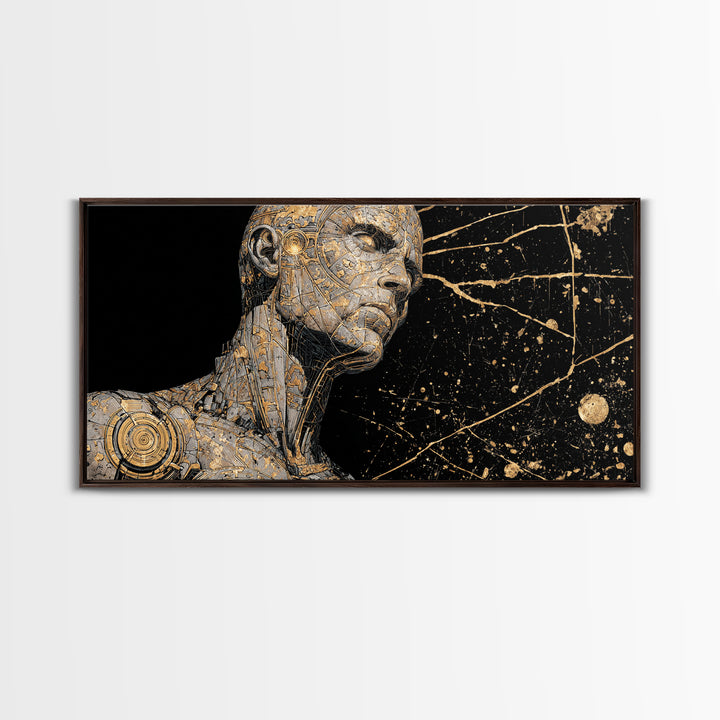 Gold Canvas Print, Coeus God of Intelligence, Greek Mythology Wall Art, Ancient Greece Decor, Luxury Gold Foil Artwork