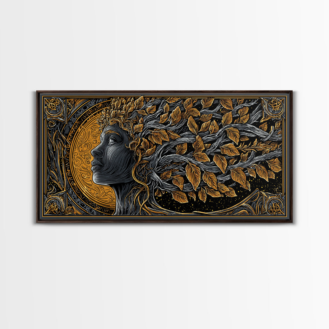 Eurydice Gold Canvas Art, Greek Mythology Canvas Print, Elegant Goddess Wall Decor, Real Wood Frame, Luxury Canvas Artwork For Home