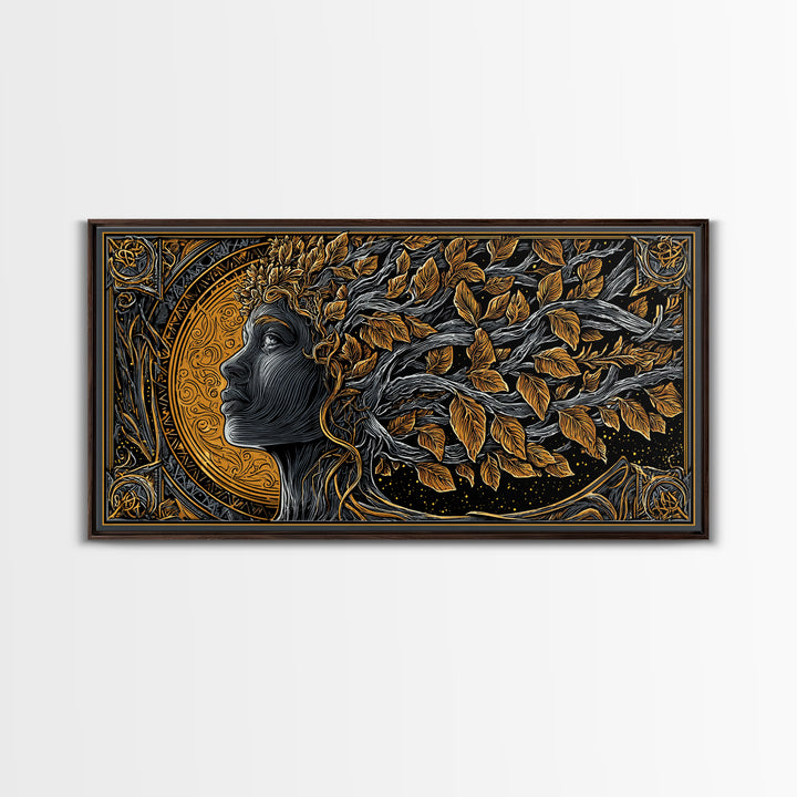 Eurydice Gold Canvas Art, Greek Mythology Canvas Print, Elegant Goddess Wall Decor, Real Wood Frame, Luxury Canvas Artwork For Home