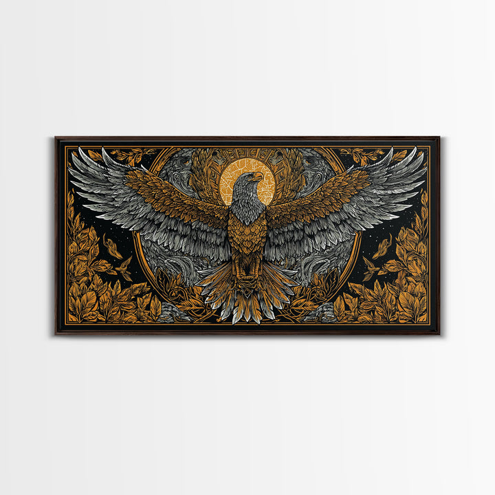 Ganymede Gold Canvas Art, Greek Mythology Canvas Print, Eagle God Wall Decor, Real Wood Frame, Luxury Canvas Artwork For Home Or Office