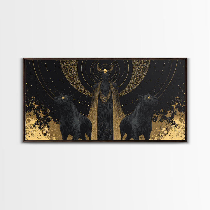 Hades Gold Canvas Art, Mythology God Of The Dead Wall Decor, Greek God Canvas Print, Real Wood Frame, Luxury Dark Gothic Wall Artwork