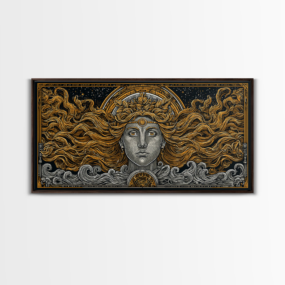Helen of Troy Gold Canvas Art, Legendary Greek Beauty, Elegant Mythology Wall Decor, Timeless Classical Home Wall Artwork