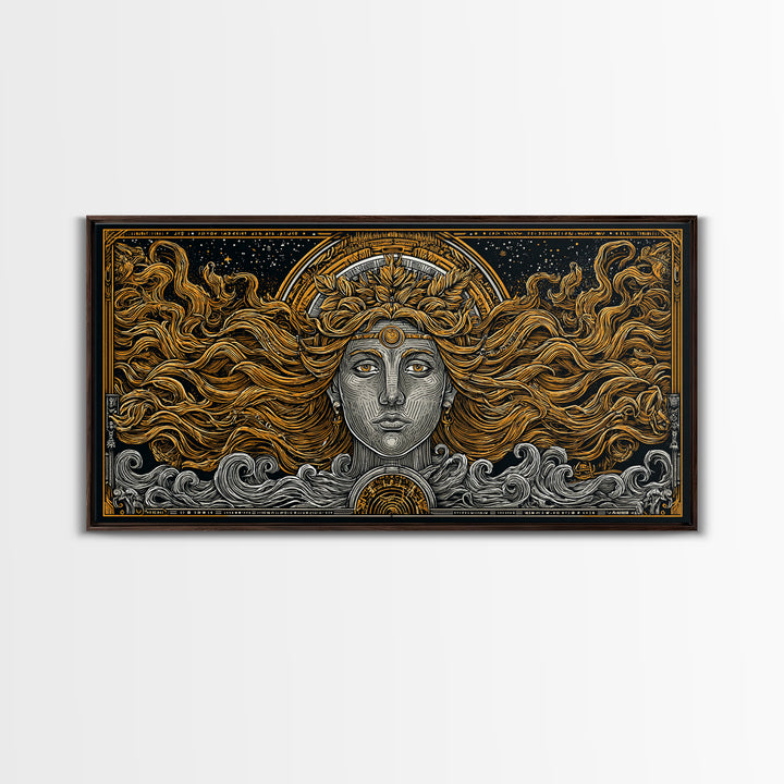 Helen of Troy Gold Canvas Art, Legendary Greek Beauty, Elegant Mythology Wall Decor, Timeless Classical Home Wall Artwork
