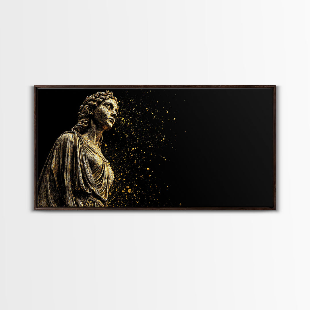 Helen of Troy Gold Canvas Art, Ancient Greek Mythology Figure, Elegant Classical Portrait, Legendary Beauty Wall Decor