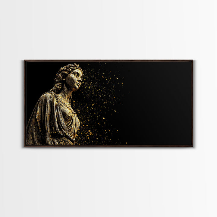 Helen of Troy Gold Canvas Art, Ancient Greek Mythology Figure, Elegant Classical Portrait, Legendary Beauty Wall Decor